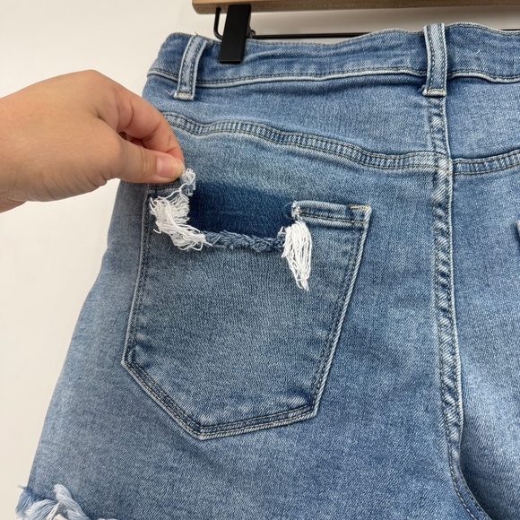 Vervet Jean Shorts Women Large Blue Denim Cut Off Stretch Distressed High Rise - Picture 5 of 14